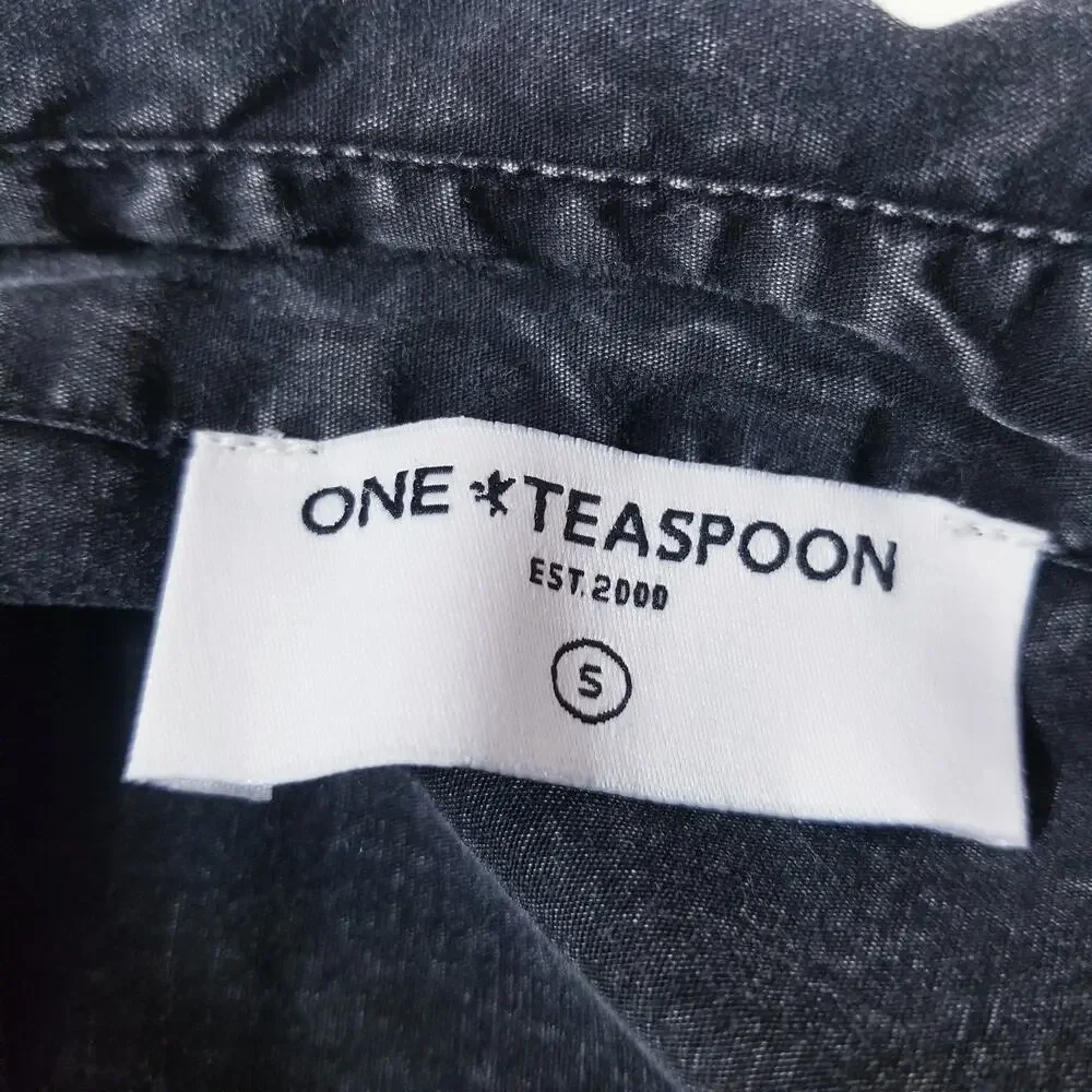 One Teaspoon Stand By Black Chambray Pintuck Shirt Dress - Picture 2 of 14